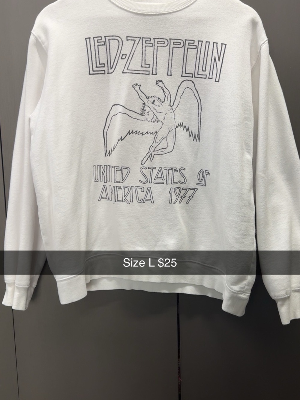 Led Zeppelin White Crewneck Sweatshirt - Band Graphic